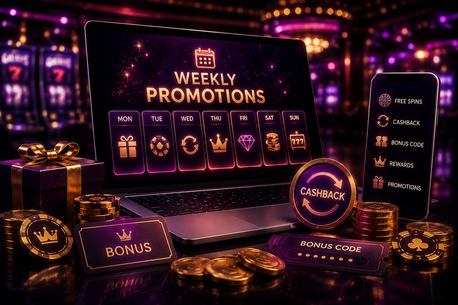 PlayLive weekly casino promotions with bonus rewards, free spins, cashback, and scheduled prizes